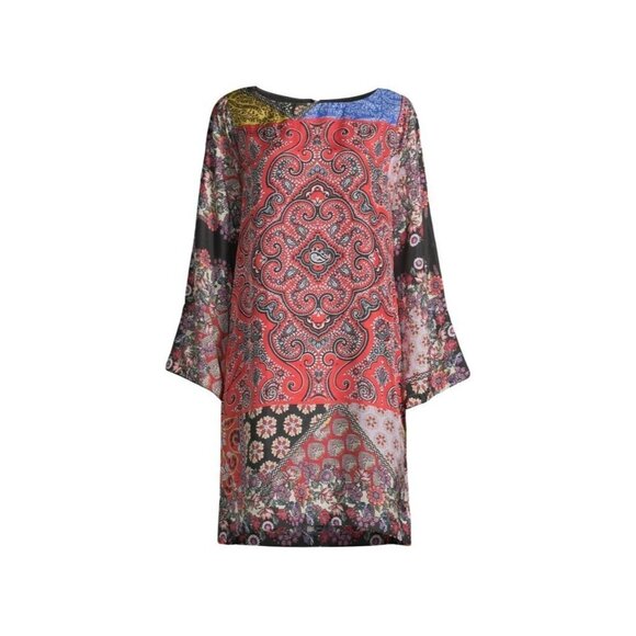 NWT Johnny Was Moa Kabelo Tunic in Mixed-Print Lightweight Silk Dress M $260